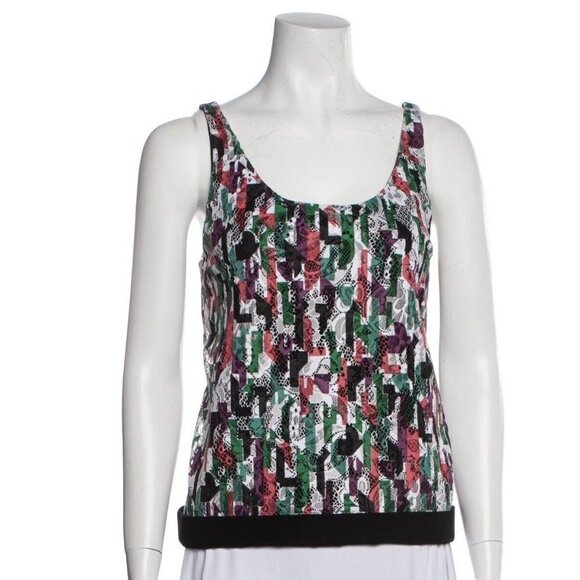 BALENCIAGA NICOLAS GHESQUIERE Blouse Top Sleeveless Size 40 US Medium Printed - Picture 1 of 10